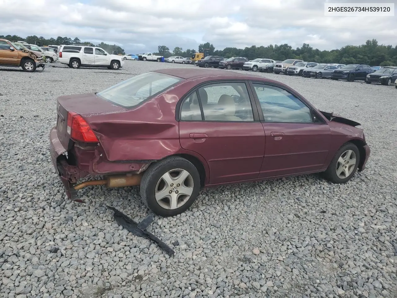 2004 Honda Civic Ex VIN: 2HGES26734H539120 Lot: 62112275