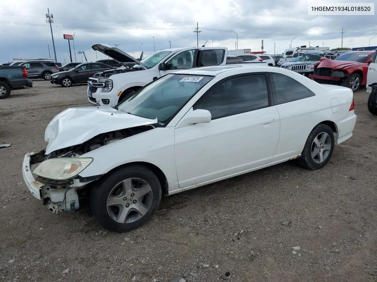 2004 Honda Civic Ex VIN: 1HGEM21934L018520 Lot: 62471925