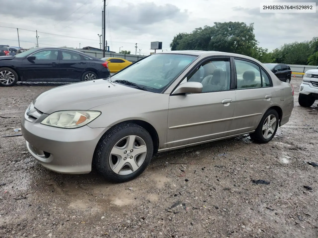 2004 Honda Civic Ex VIN: 2HGES26764H529892 Lot: 62852185