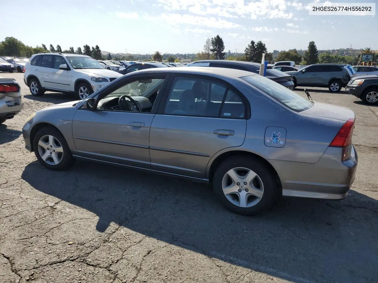 2004 Honda Civic Ex VIN: 2HGES26774H556292 Lot: 63008175