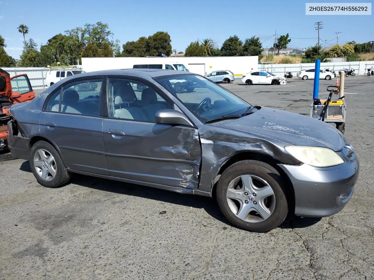 2004 Honda Civic Ex VIN: 2HGES26774H556292 Lot: 63008175
