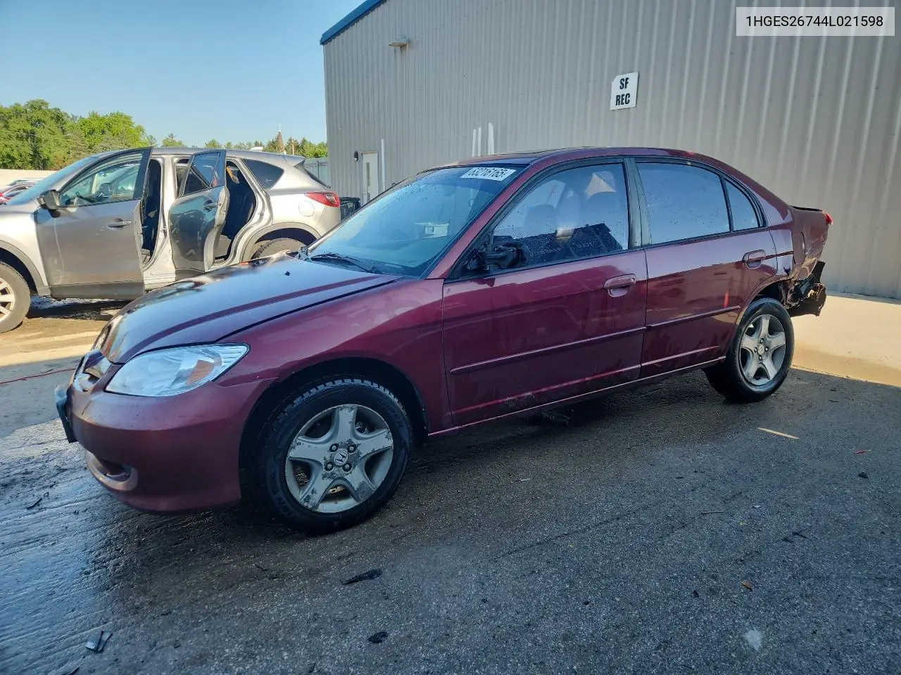 2004 Honda Civic Ex VIN: 1HGES26744L021598 Lot: 63216165