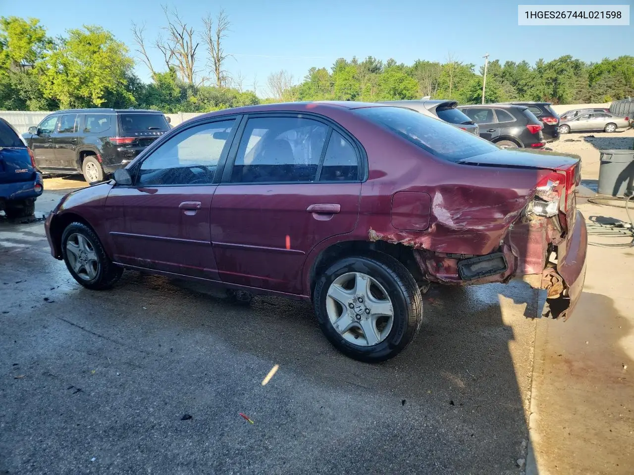 2004 Honda Civic Ex VIN: 1HGES26744L021598 Lot: 63216165