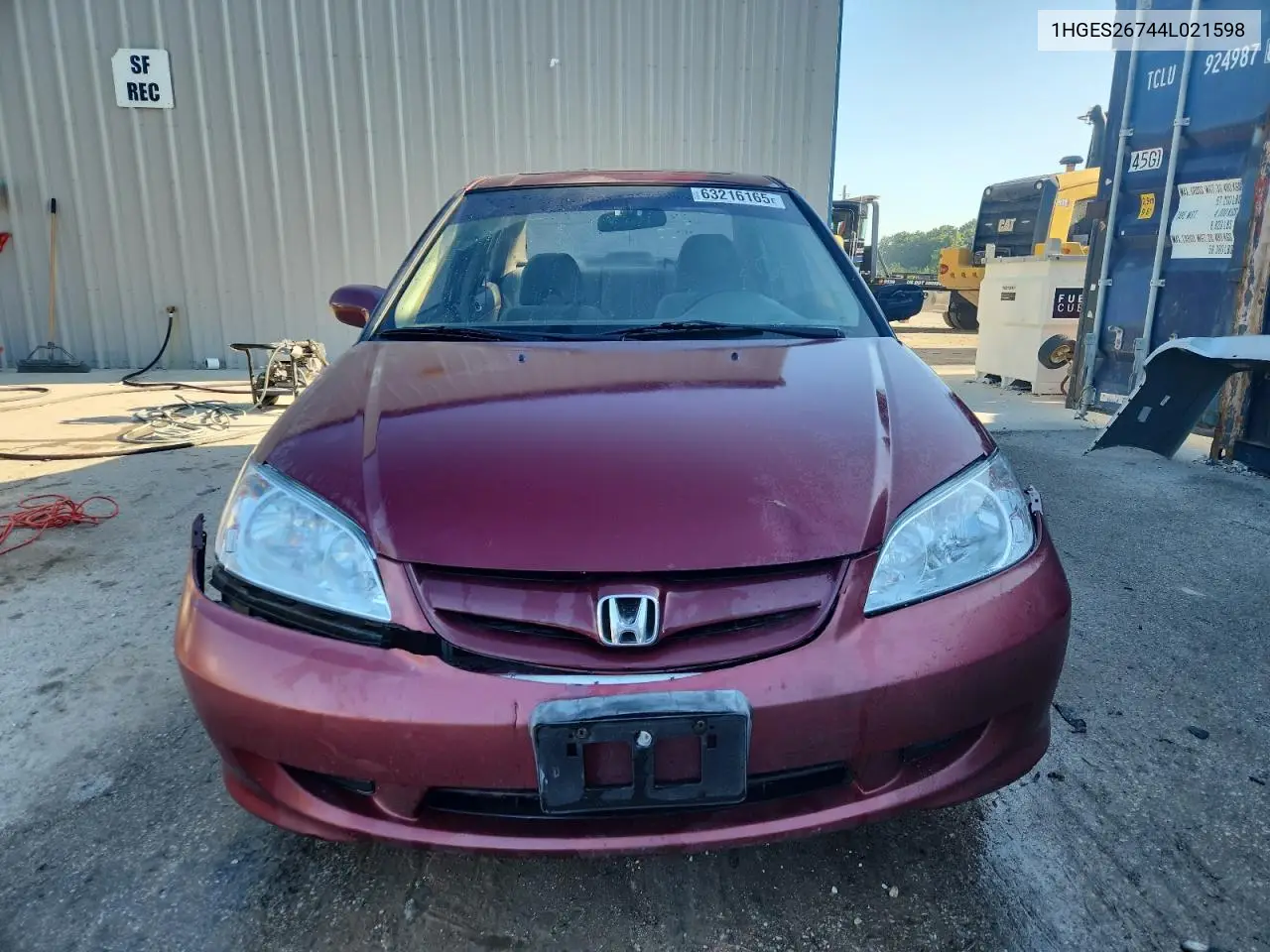 2004 Honda Civic Ex VIN: 1HGES26744L021598 Lot: 63216165