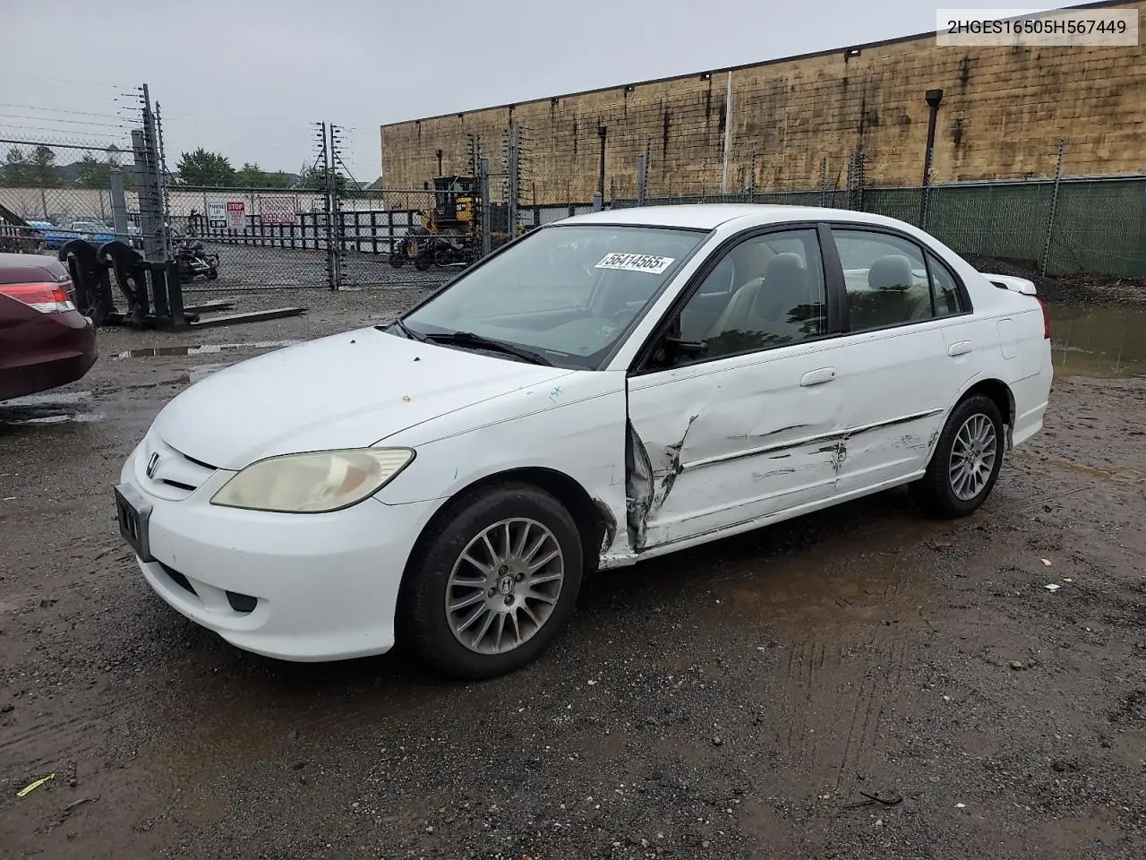 2005 Honda Civic Lx VIN: 2HGES16505H567449 Lot: 56414565
