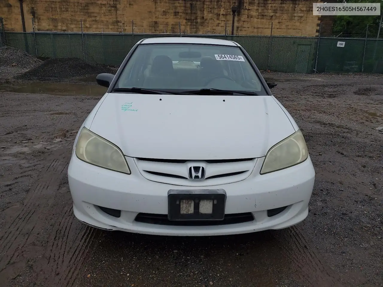2005 Honda Civic Lx VIN: 2HGES16505H567449 Lot: 56414565