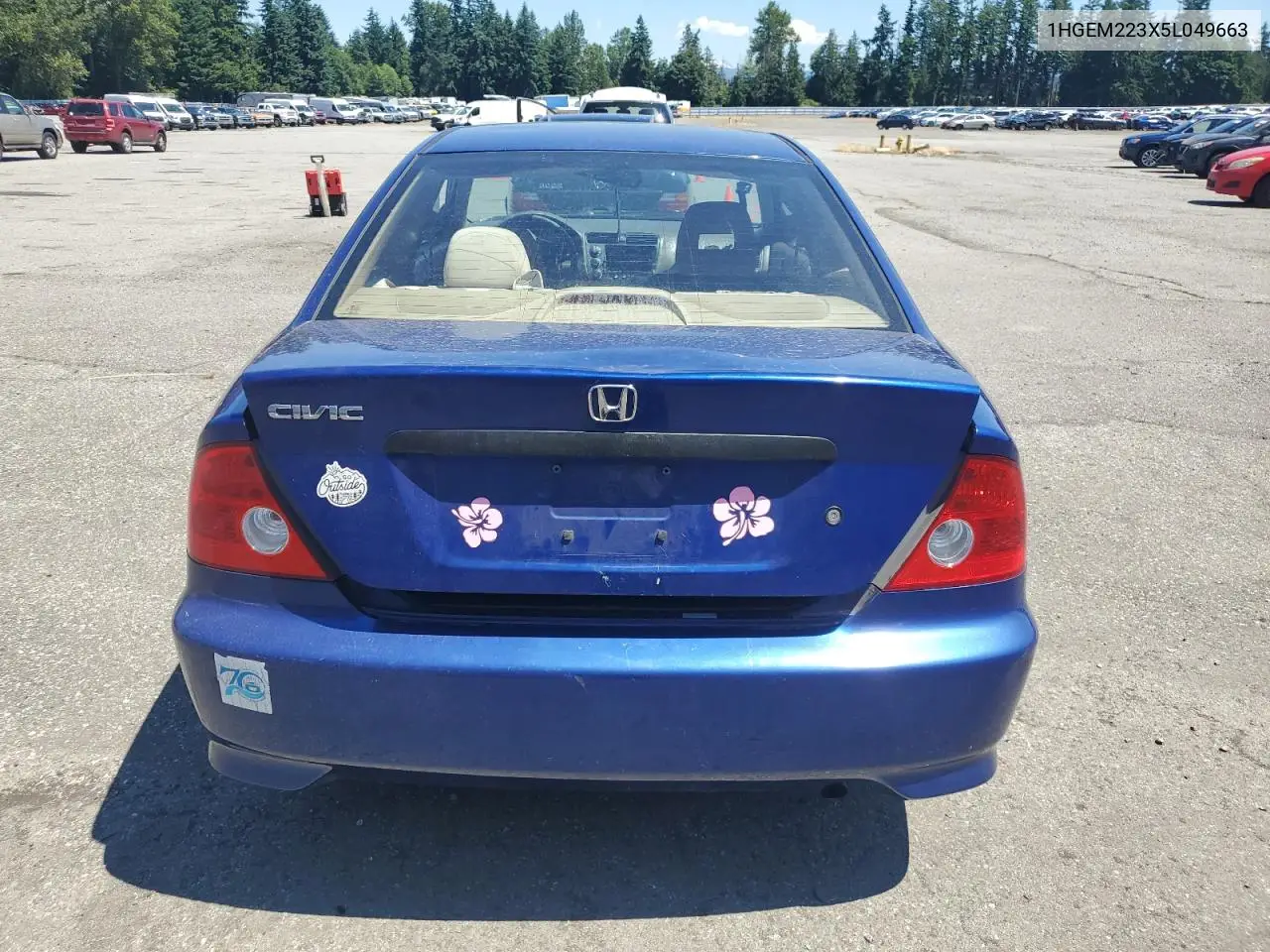 2005 Honda Civic Dx Vp VIN: 1HGEM223X5L049663 Lot: 63251735