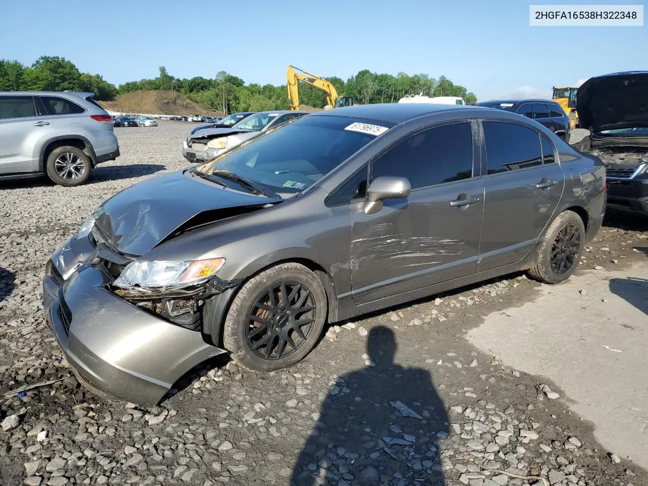 2008 Honda Civic Lx VIN: 2HGFA16538H322348 Lot: 61796975