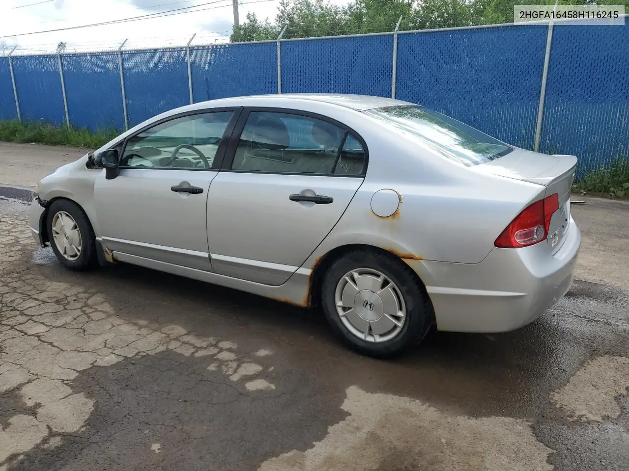 2008 Honda Civic Dx-G VIN: 2HGFA16458H116245 Lot: 63064845