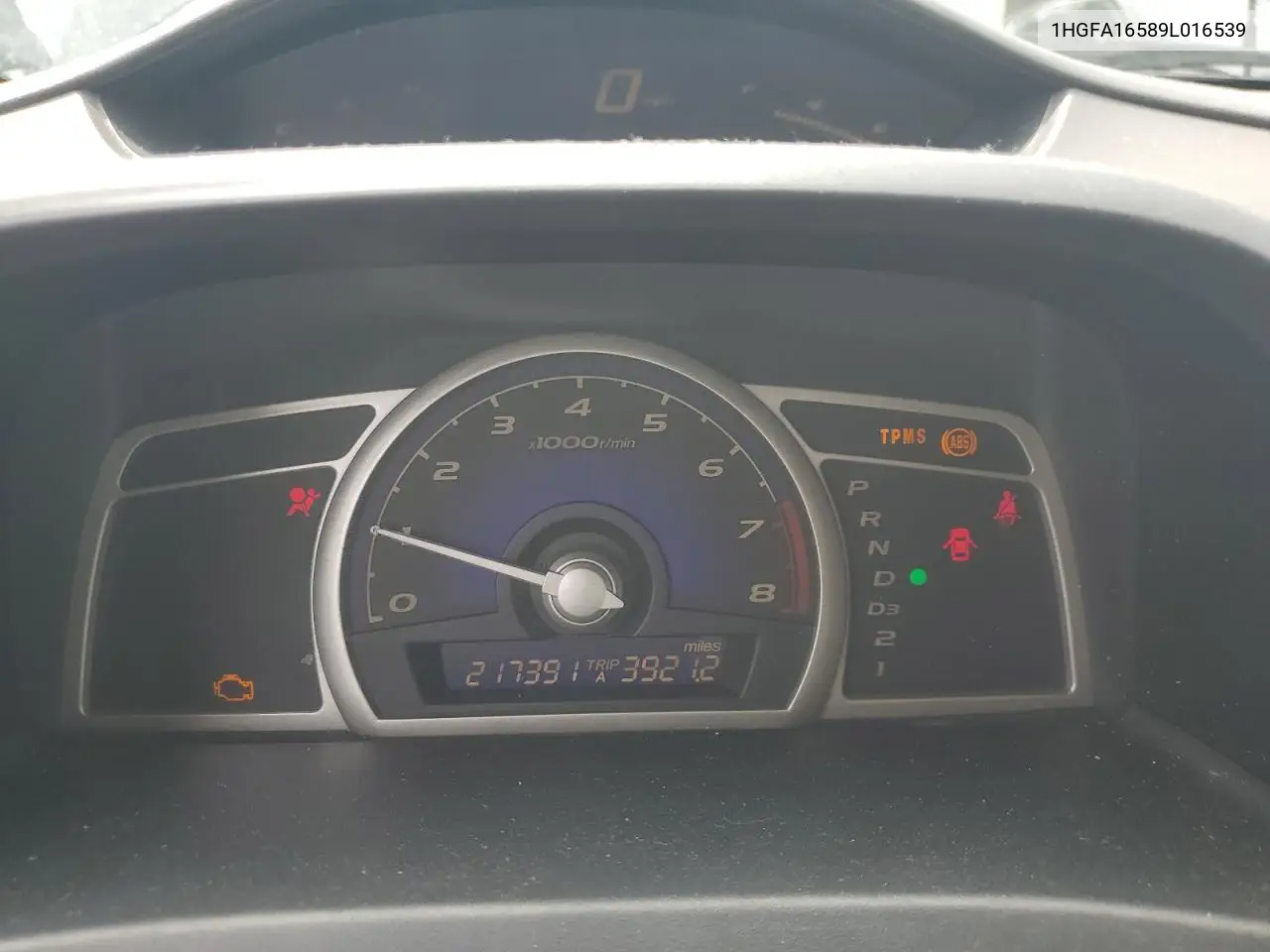 2009 Honda Civic Lx VIN: 1HGFA16589L016539 Lot: 63183775