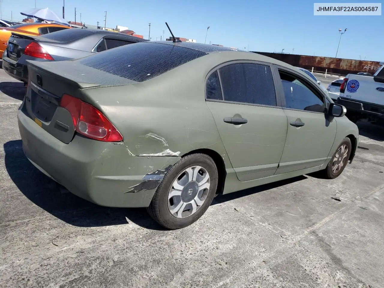 2010 Honda Civic Hybrid VIN: JHMFA3F22AS004587 Lot: 63042095
