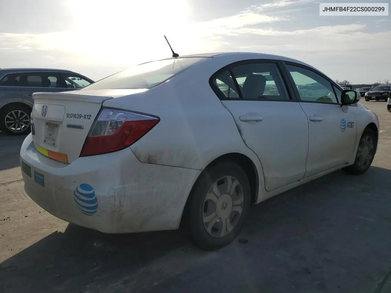 2012 Honda Civic Hybrid VIN: JHMFB4F22CS000299 Lot: 43798605