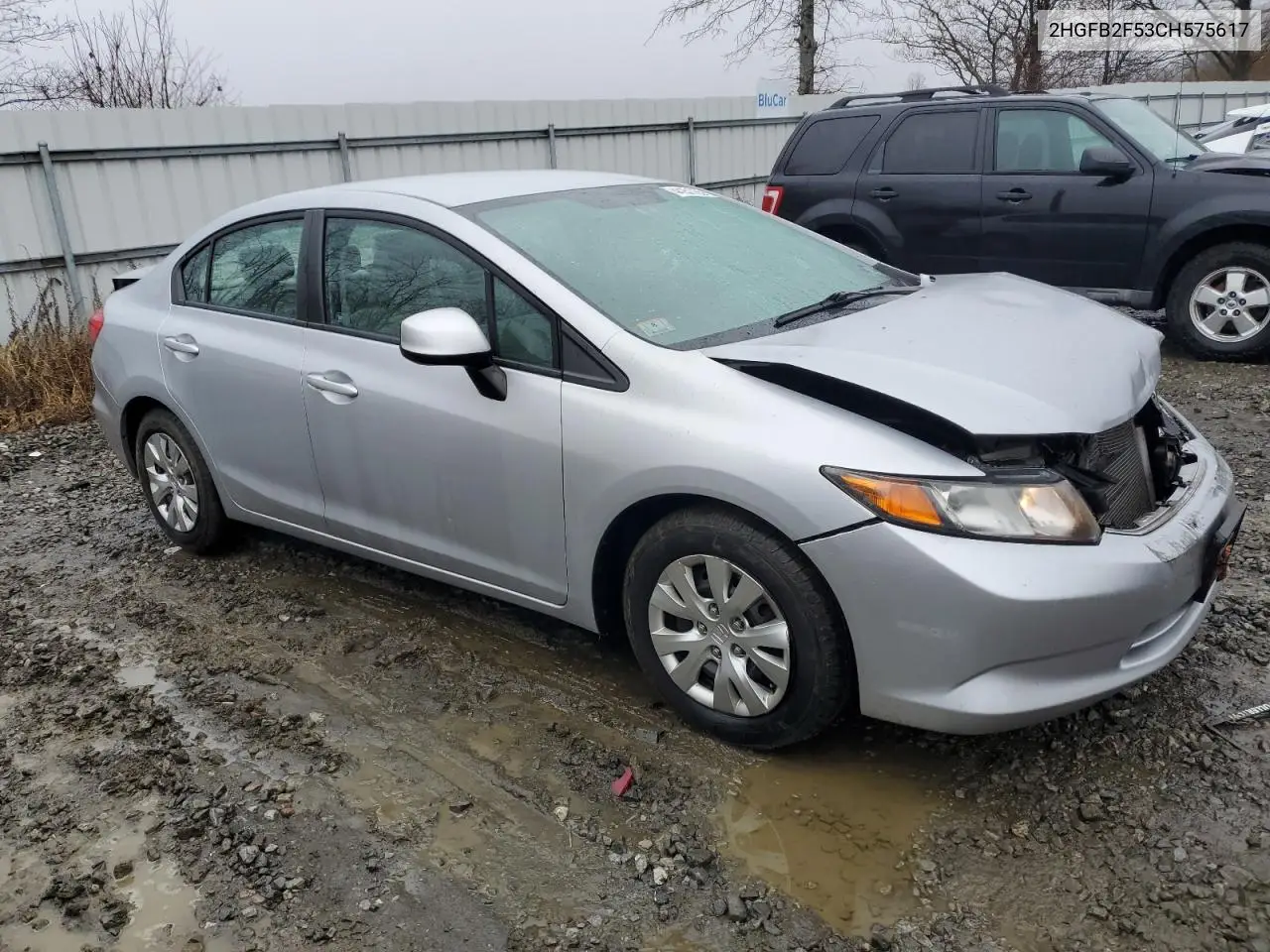 2012 Honda Civic Lx VIN: 2HGFB2F53CH575617 Lot: 44151755