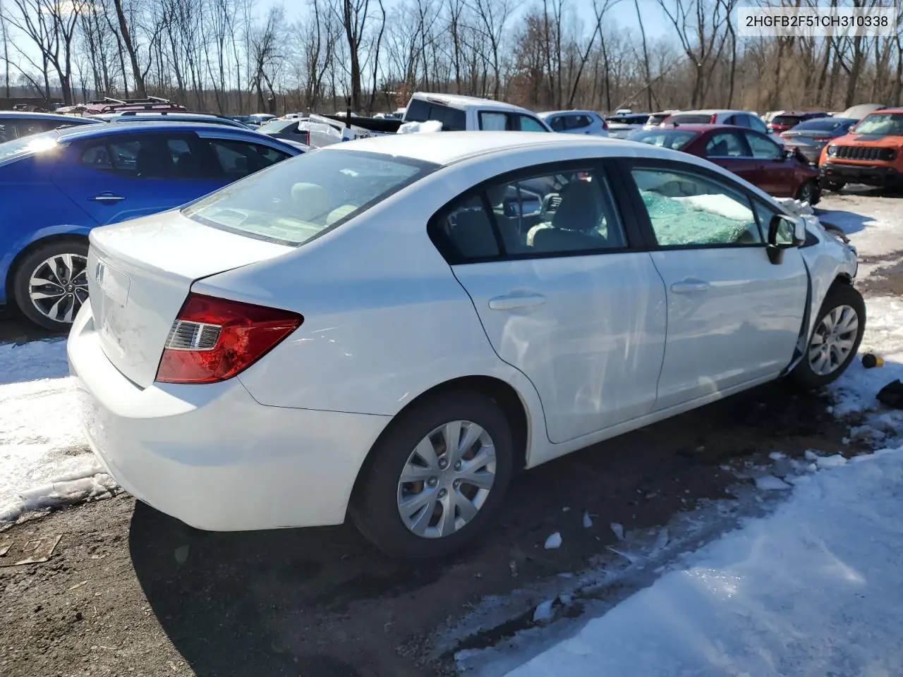 2012 Honda Civic Lx VIN: 2HGFB2F51CH310338 Lot: 44718065