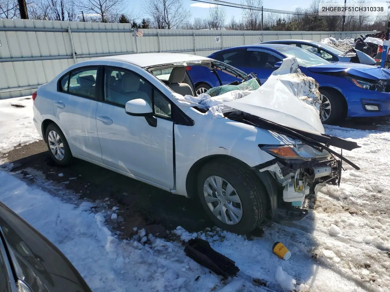 2012 Honda Civic Lx VIN: 2HGFB2F51CH310338 Lot: 44718065
