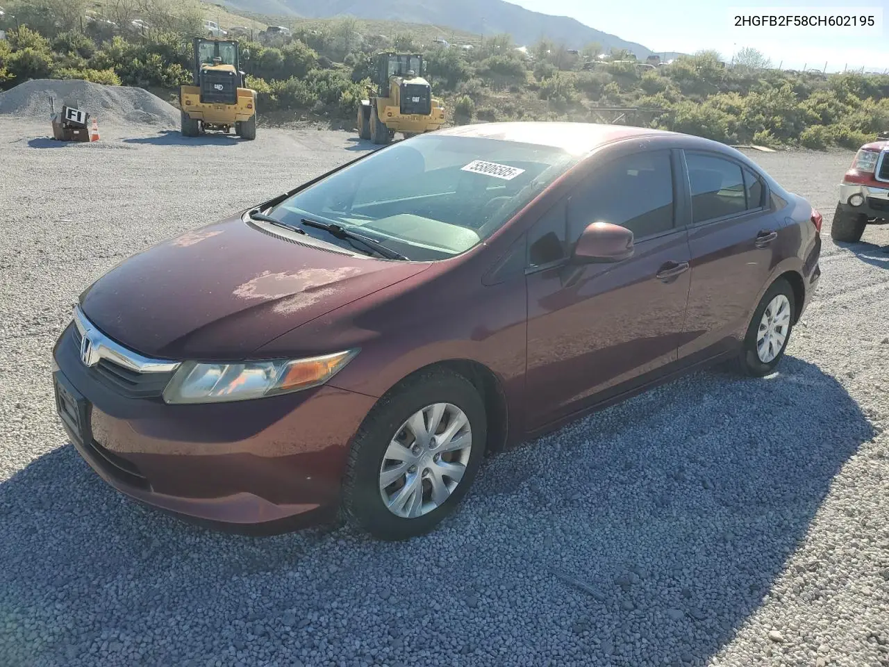 2012 Honda Civic Lx VIN: 2HGFB2F58CH602195 Lot: 55806505