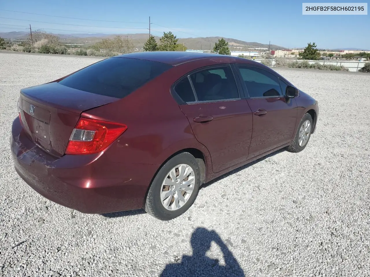 2012 Honda Civic Lx VIN: 2HGFB2F58CH602195 Lot: 55806505