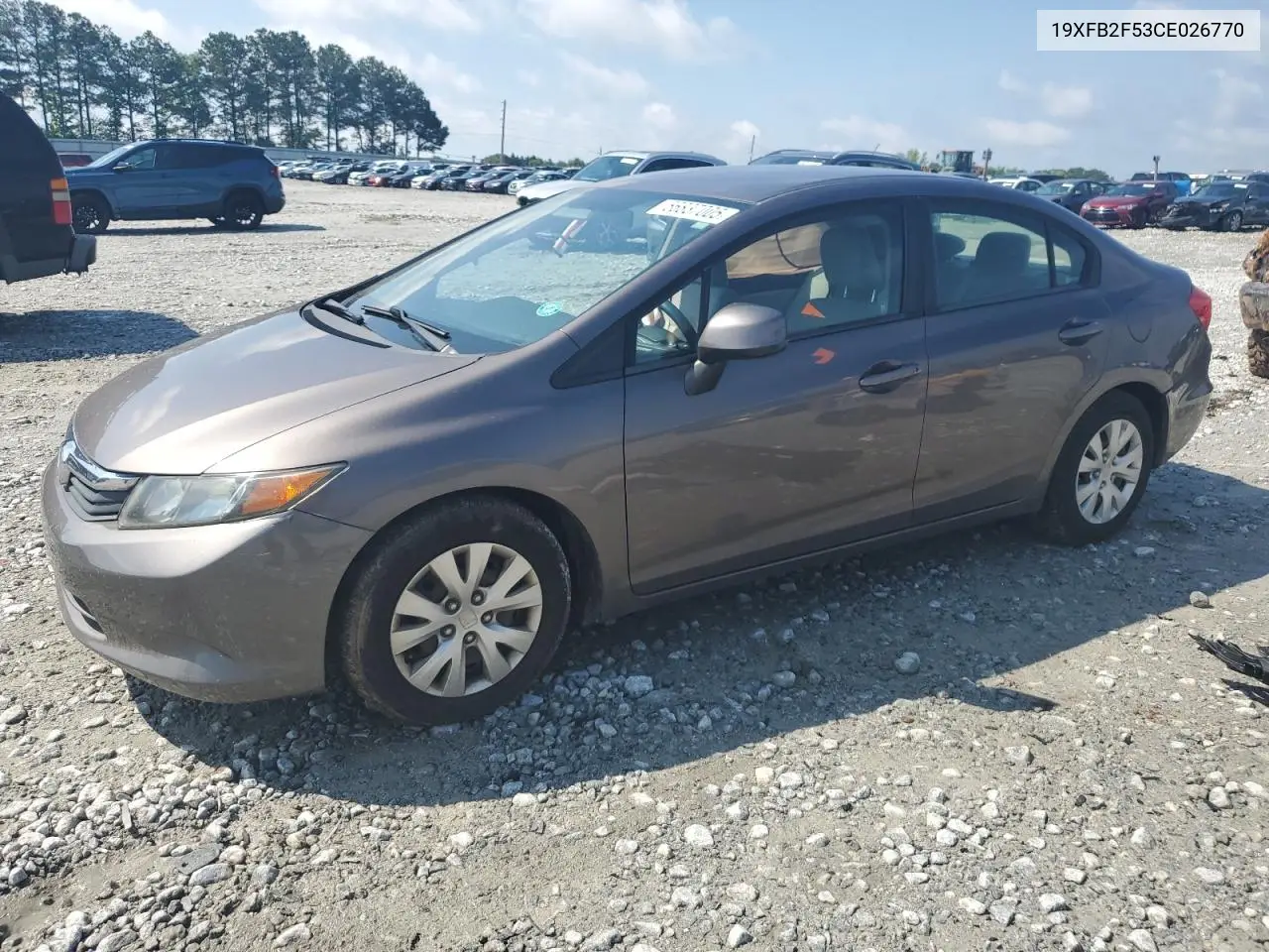 2012 Honda Civic Lx VIN: 19XFB2F53CE026770 Lot: 56837005