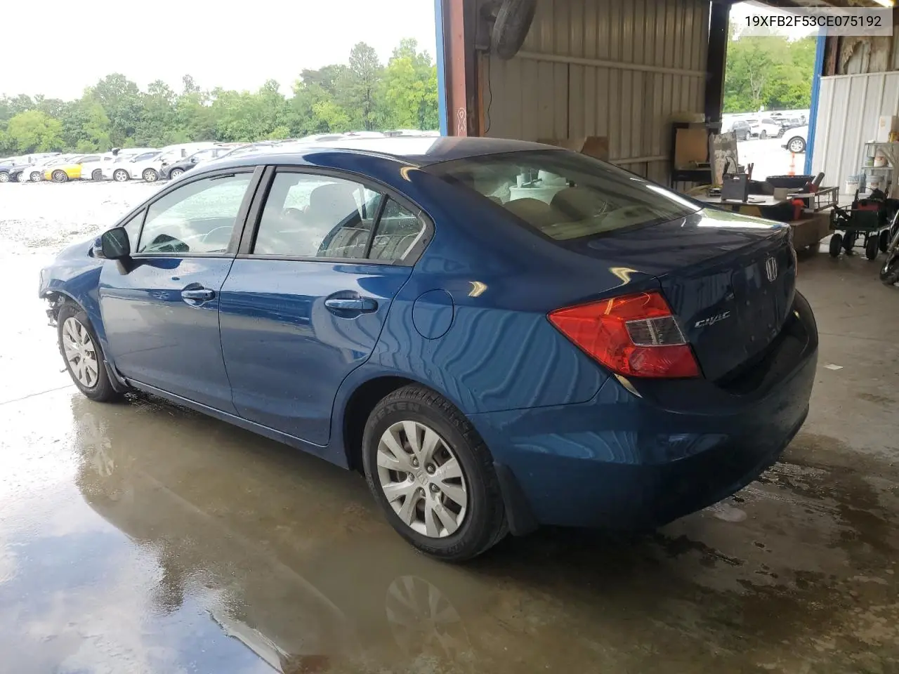 2012 Honda Civic Lx VIN: 19XFB2F53CE075192 Lot: 57156985