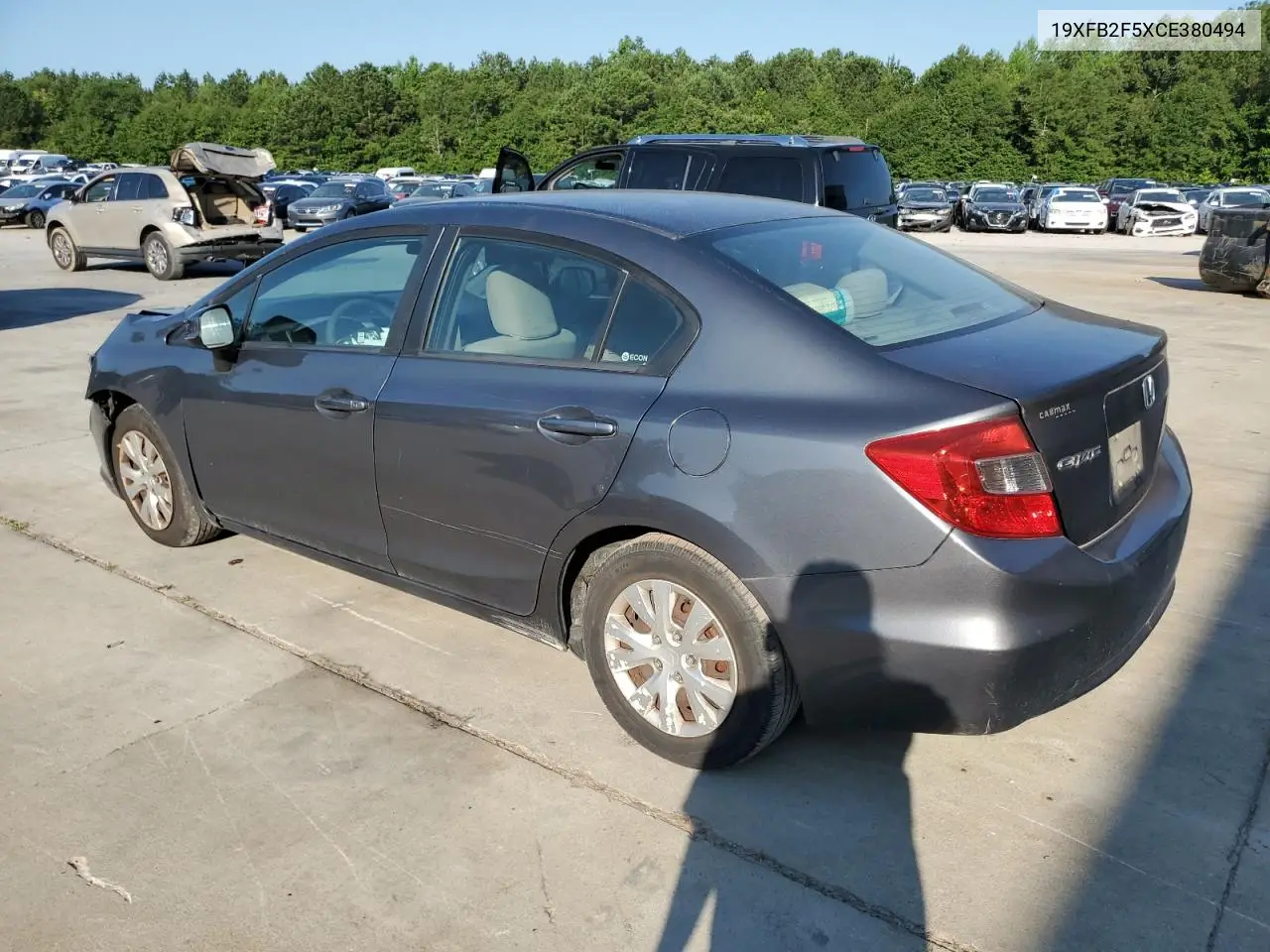 2012 Honda Civic Lx VIN: 19XFB2F5XCE380494 Lot: 61990825
