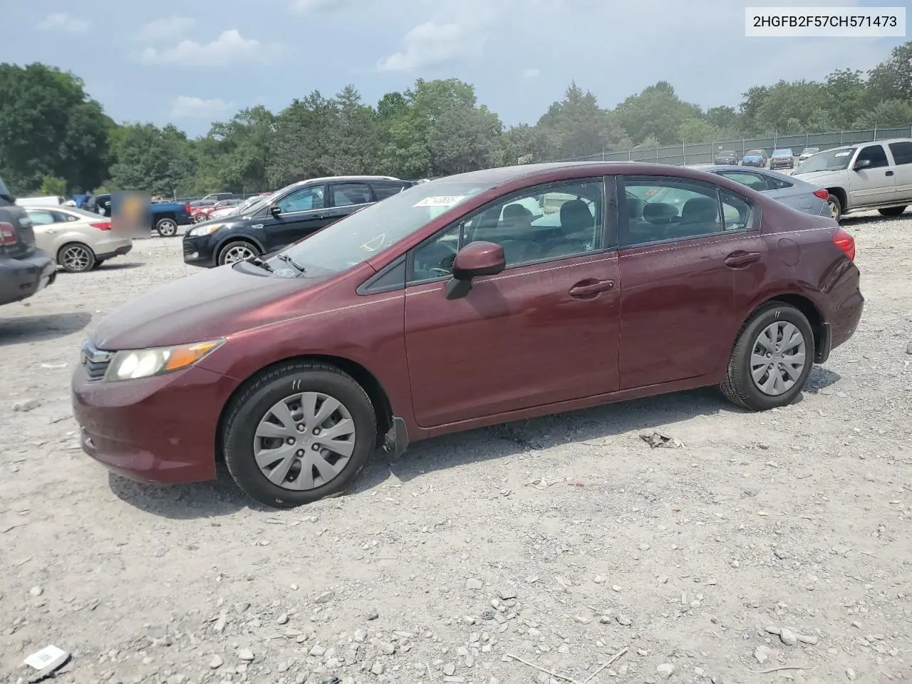 2012 Honda Civic Lx VIN: 2HGFB2F57CH571473 Lot: 62140685