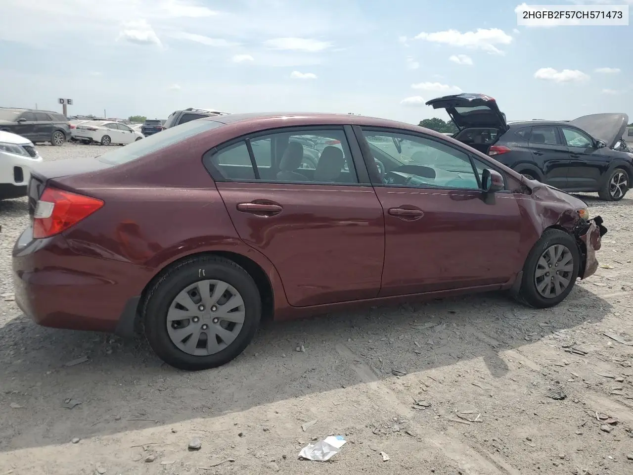 2012 Honda Civic Lx VIN: 2HGFB2F57CH571473 Lot: 62140685