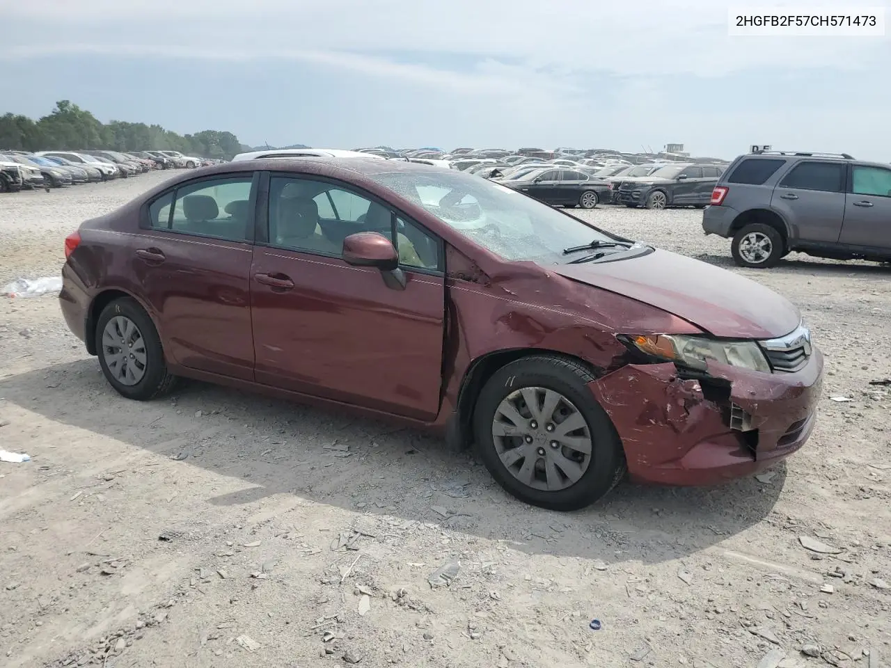 2012 Honda Civic Lx VIN: 2HGFB2F57CH571473 Lot: 62140685