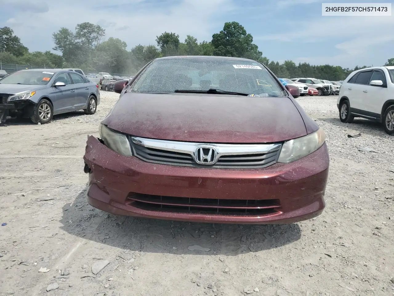 2012 Honda Civic Lx VIN: 2HGFB2F57CH571473 Lot: 62140685