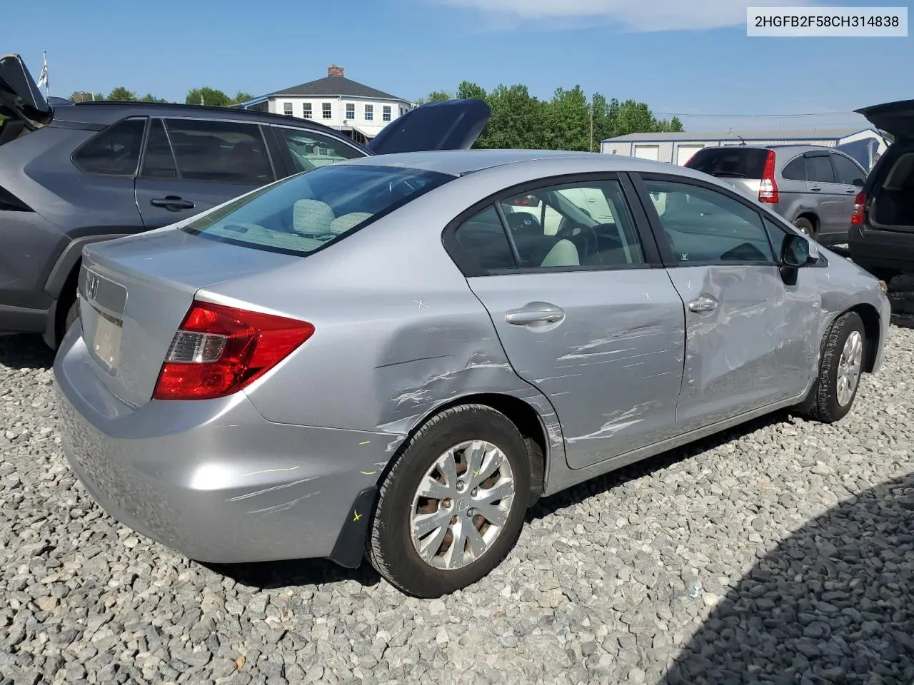 2012 Honda Civic Lx VIN: 2HGFB2F58CH314838 Lot: 62467655