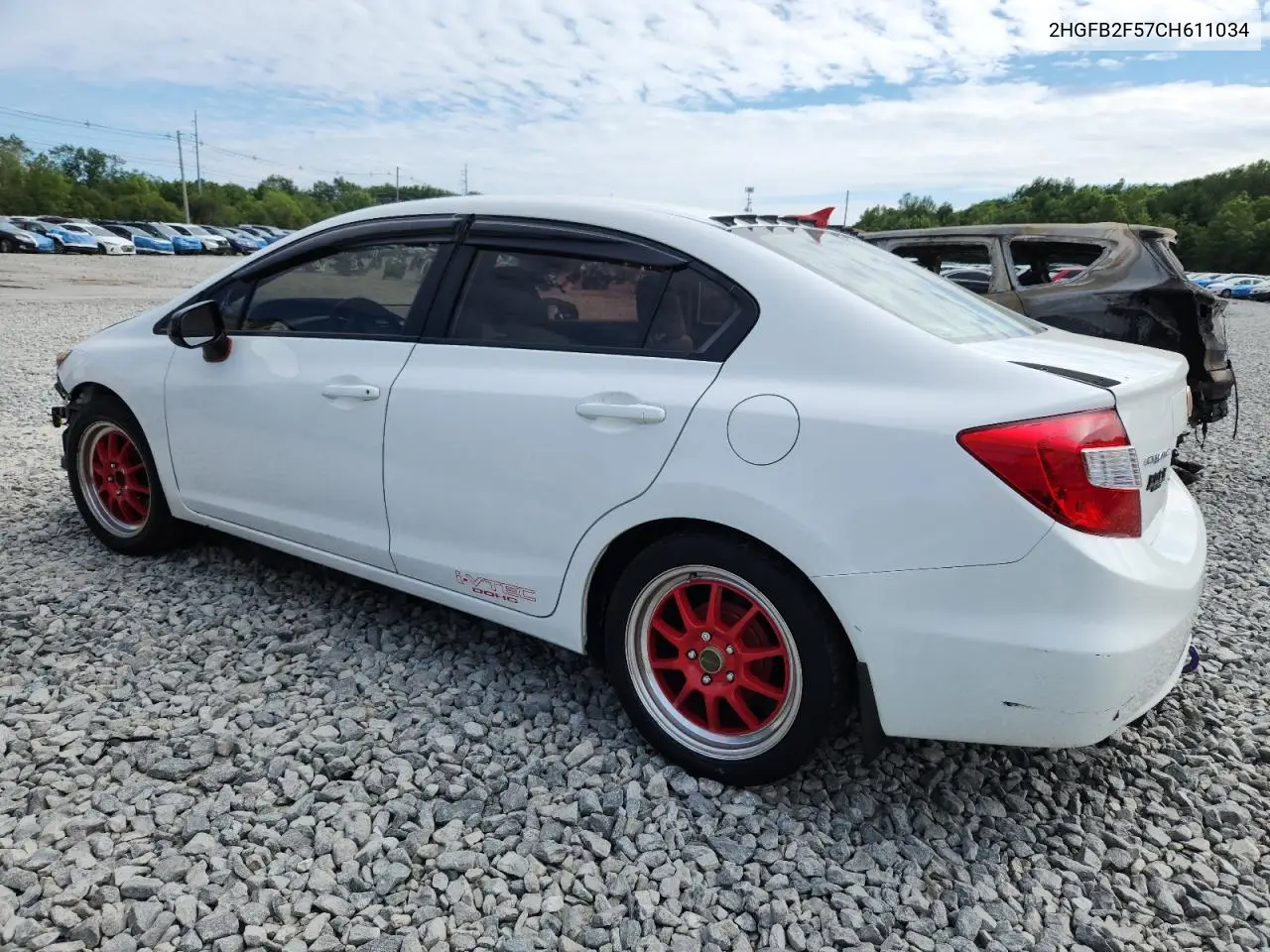 2012 Honda Civic Lx VIN: 2HGFB2F57CH611034 Lot: 62484765