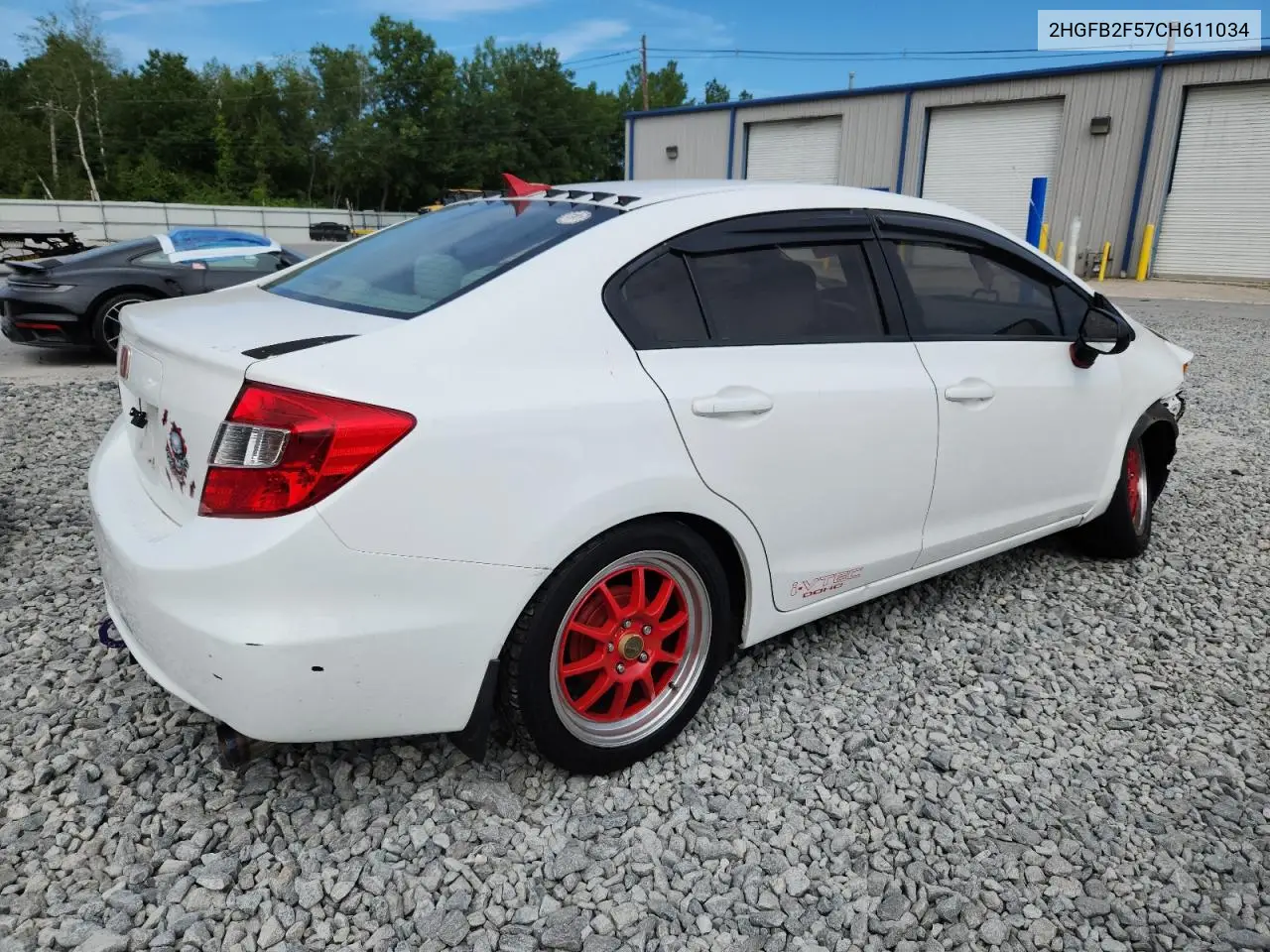 2012 Honda Civic Lx VIN: 2HGFB2F57CH611034 Lot: 62484765