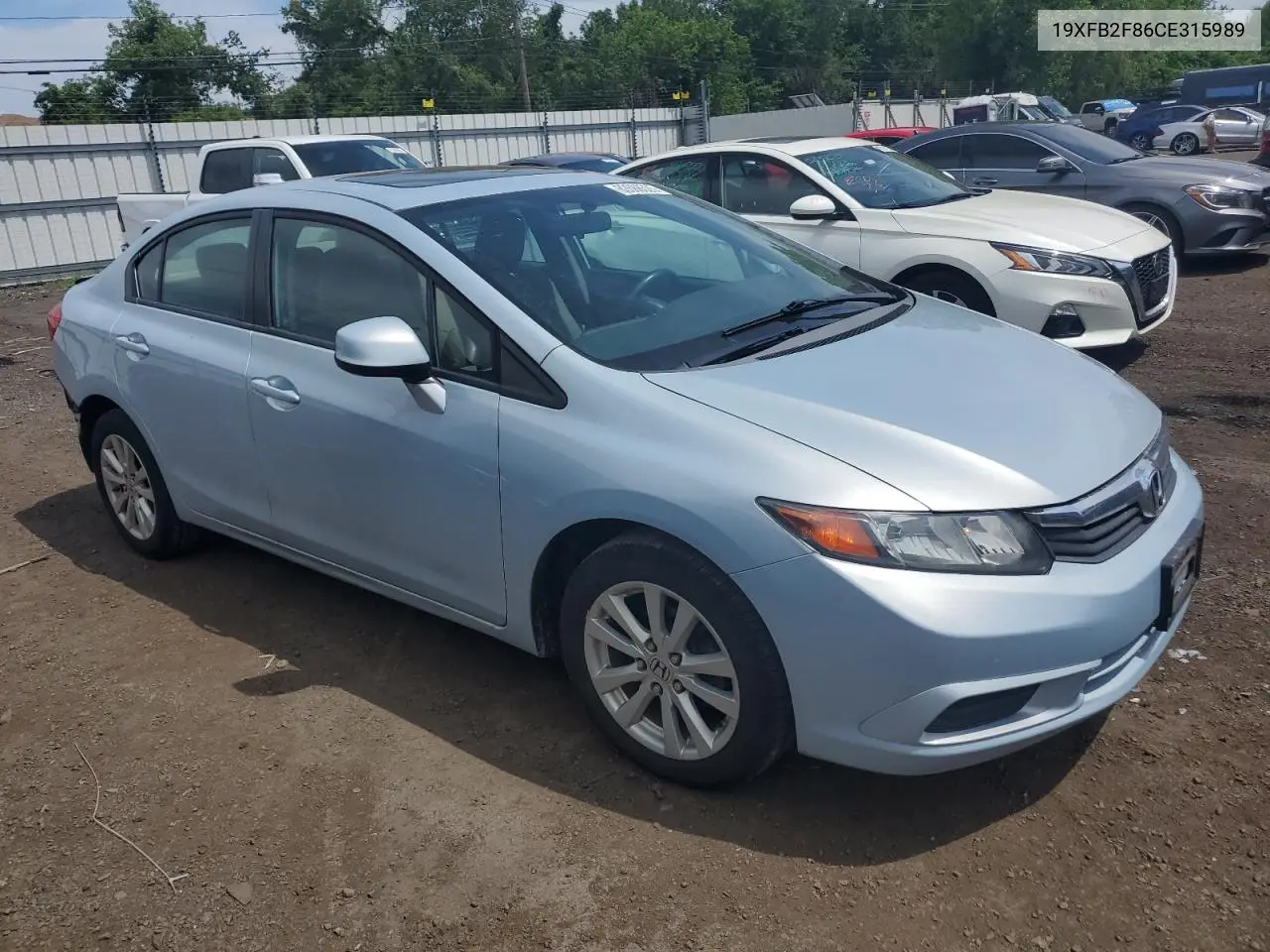 2012 Honda Civic Ex VIN: 19XFB2F86CE315989 Lot: 62688525
