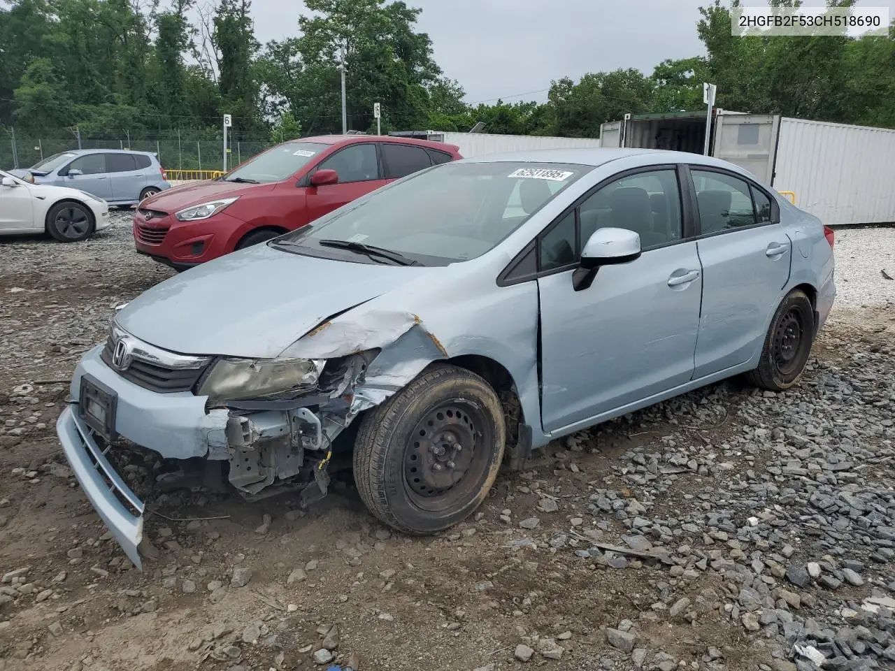 2012 Honda Civic Lx VIN: 2HGFB2F53CH518690 Lot: 62931895