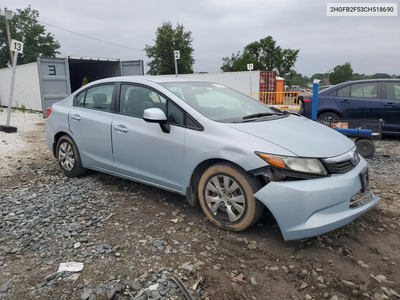 2012 Honda Civic Lx VIN: 2HGFB2F53CH518690 Lot: 62931895
