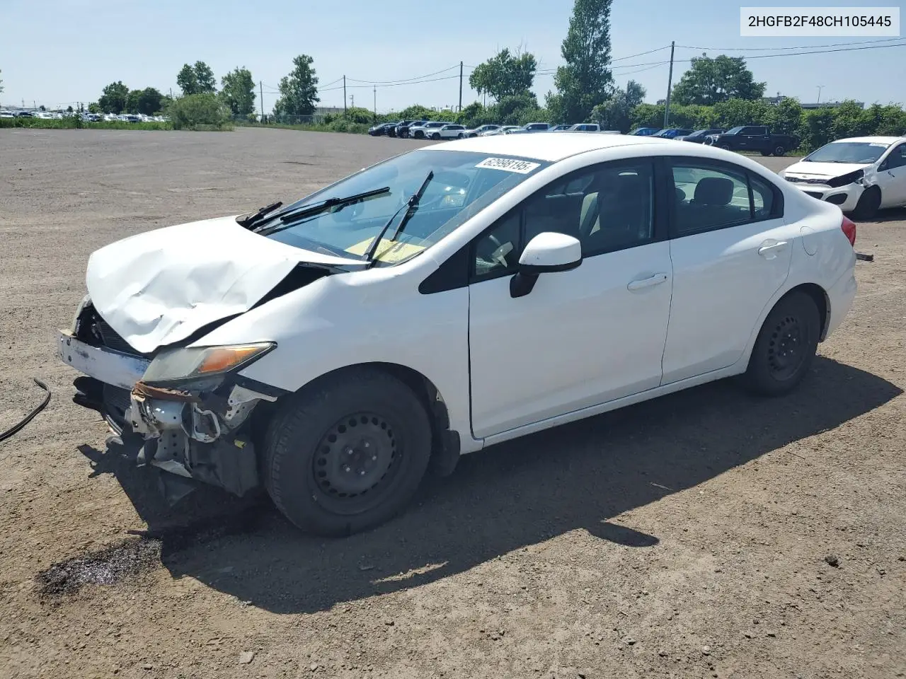2012 Honda Civic Lx VIN: 2HGFB2F48CH105445 Lot: 62998195