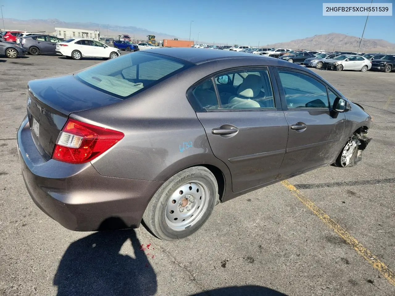 2012 Honda Civic Lx VIN: 2HGFB2F5XCH551539 Lot: 63046525