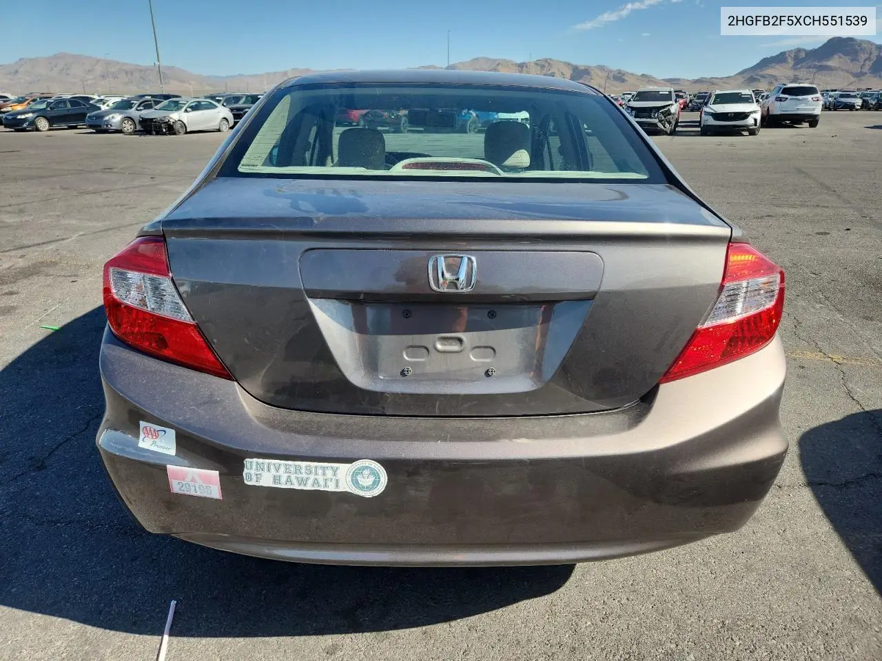 2012 Honda Civic Lx VIN: 2HGFB2F5XCH551539 Lot: 63046525