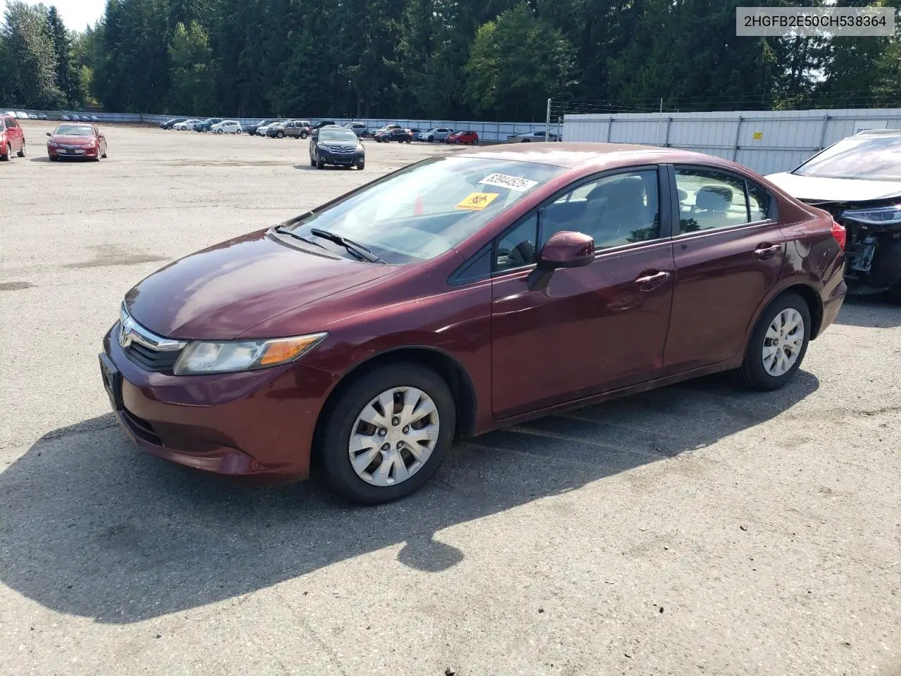 2012 Honda Civic Lx VIN: 2HGFB2E50CH538364 Lot: 63944525