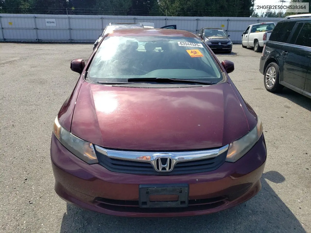2012 Honda Civic Lx VIN: 2HGFB2E50CH538364 Lot: 63944525