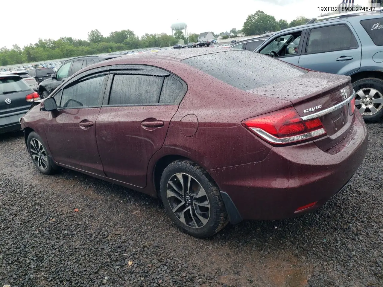 2013 Honda Civic Ex VIN: 19XFB2F89DE274842 Lot: 56627285