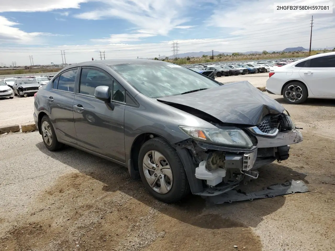 2013 Honda Civic Lx VIN: 2HGFB2F58DH597081 Lot: 57062735