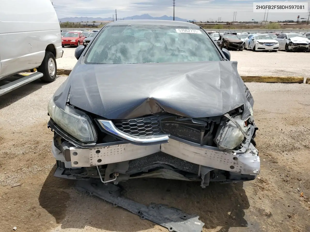 2013 Honda Civic Lx VIN: 2HGFB2F58DH597081 Lot: 57062735