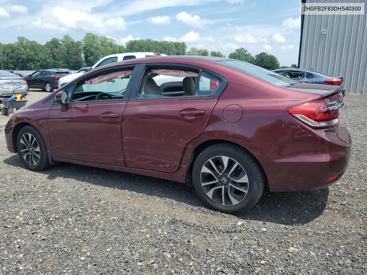 2013 Honda Civic Ex VIN: 2HGFB2F83DH540300 Lot: 61845055