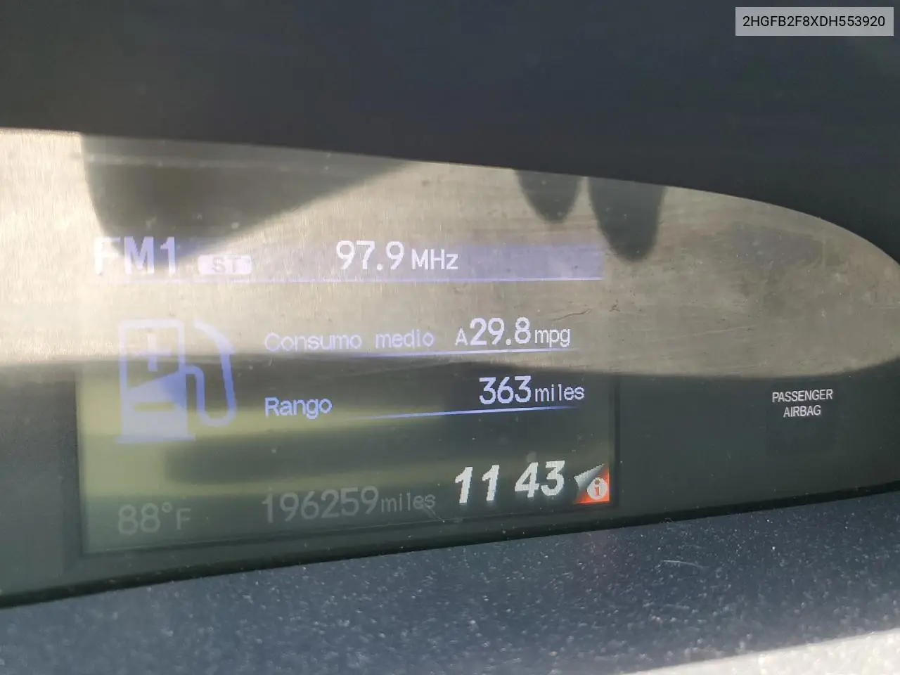 2013 Honda Civic Ex VIN: 2HGFB2F8XDH553920 Lot: 62778505