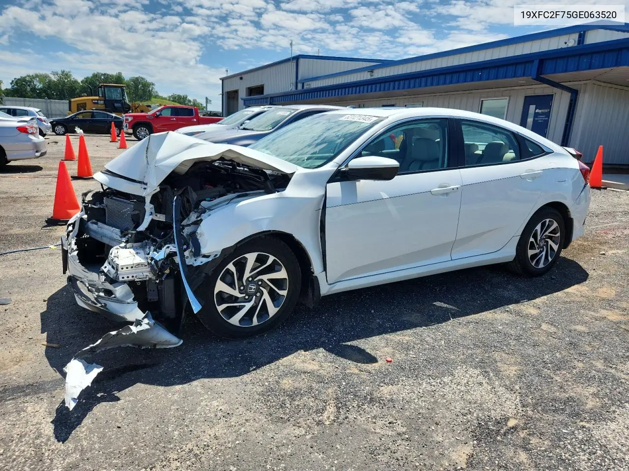 2016 Honda Civic Ex VIN: 19XFC2F75GE063520 Lot: 63121345