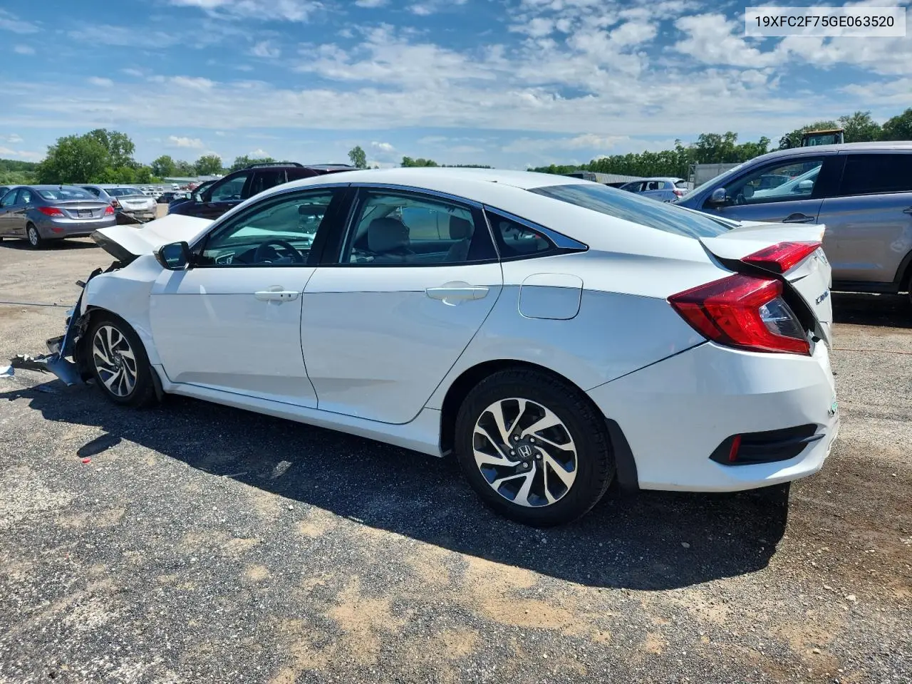 2016 Honda Civic Ex VIN: 19XFC2F75GE063520 Lot: 63121345