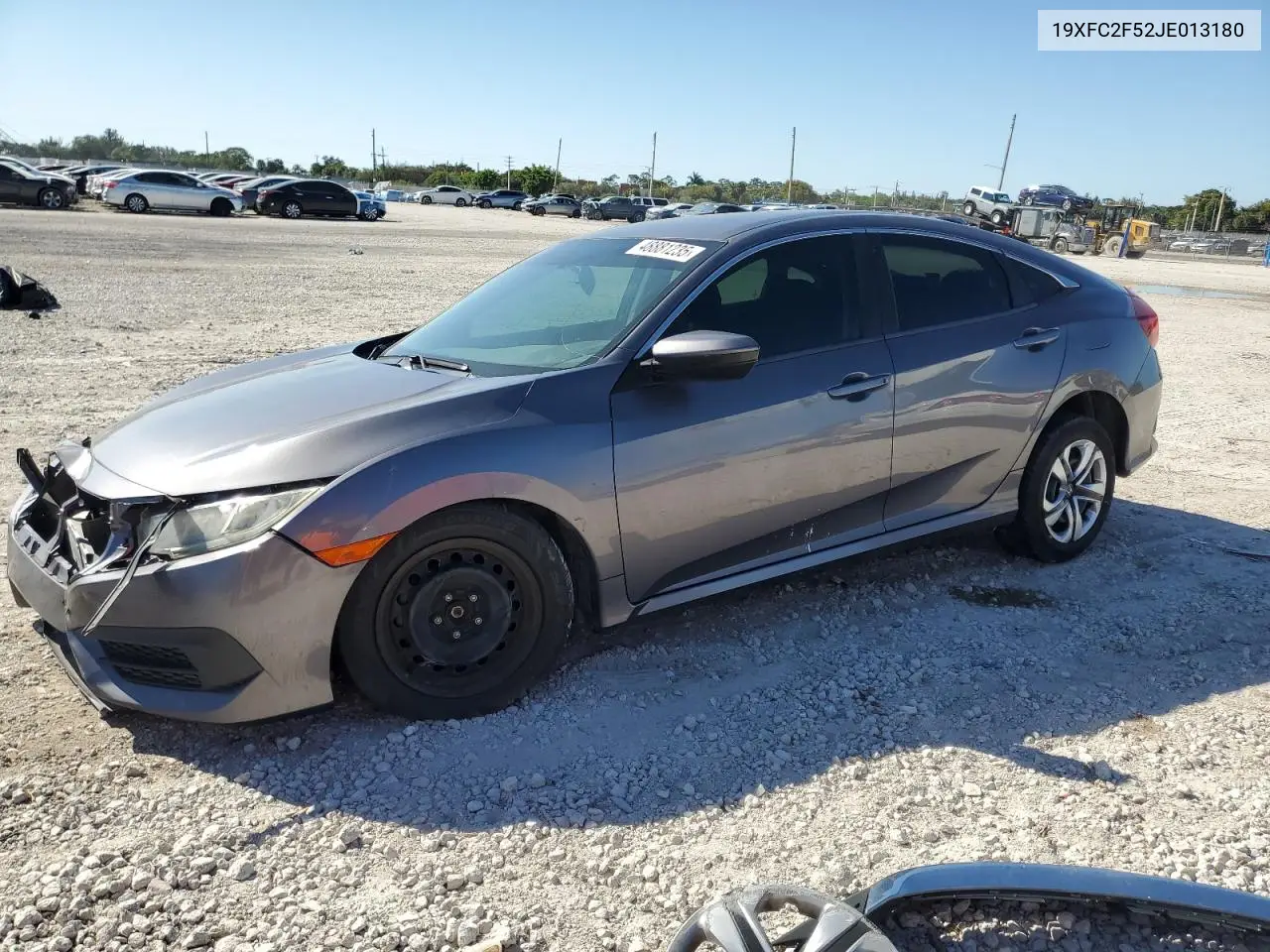 2018 Honda Civic Lx VIN: 19XFC2F52JE013180 Lot: 48881235