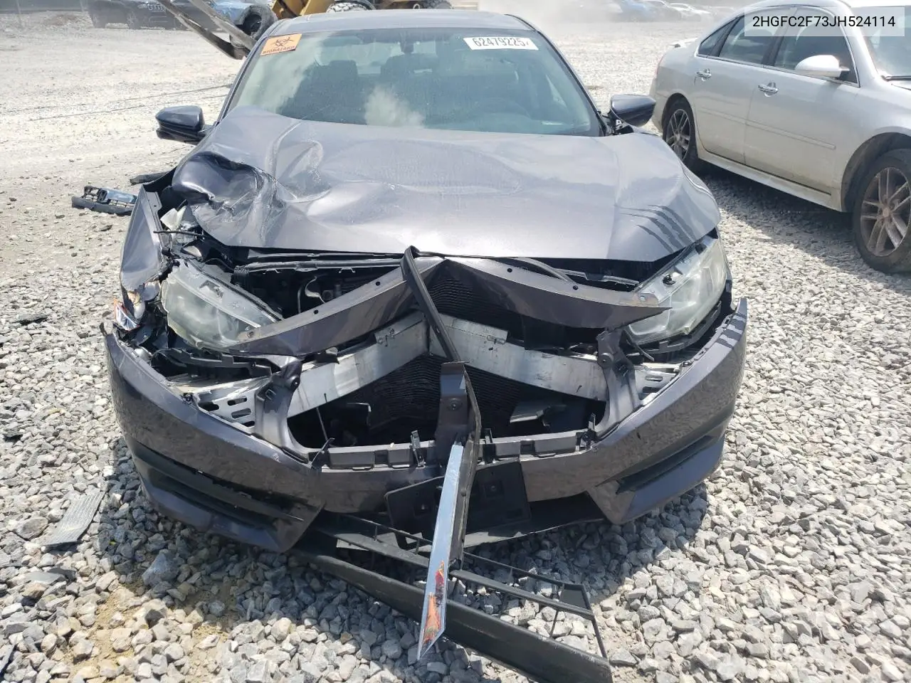 2018 Honda Civic Ex VIN: 2HGFC2F73JH524114 Lot: 62479225