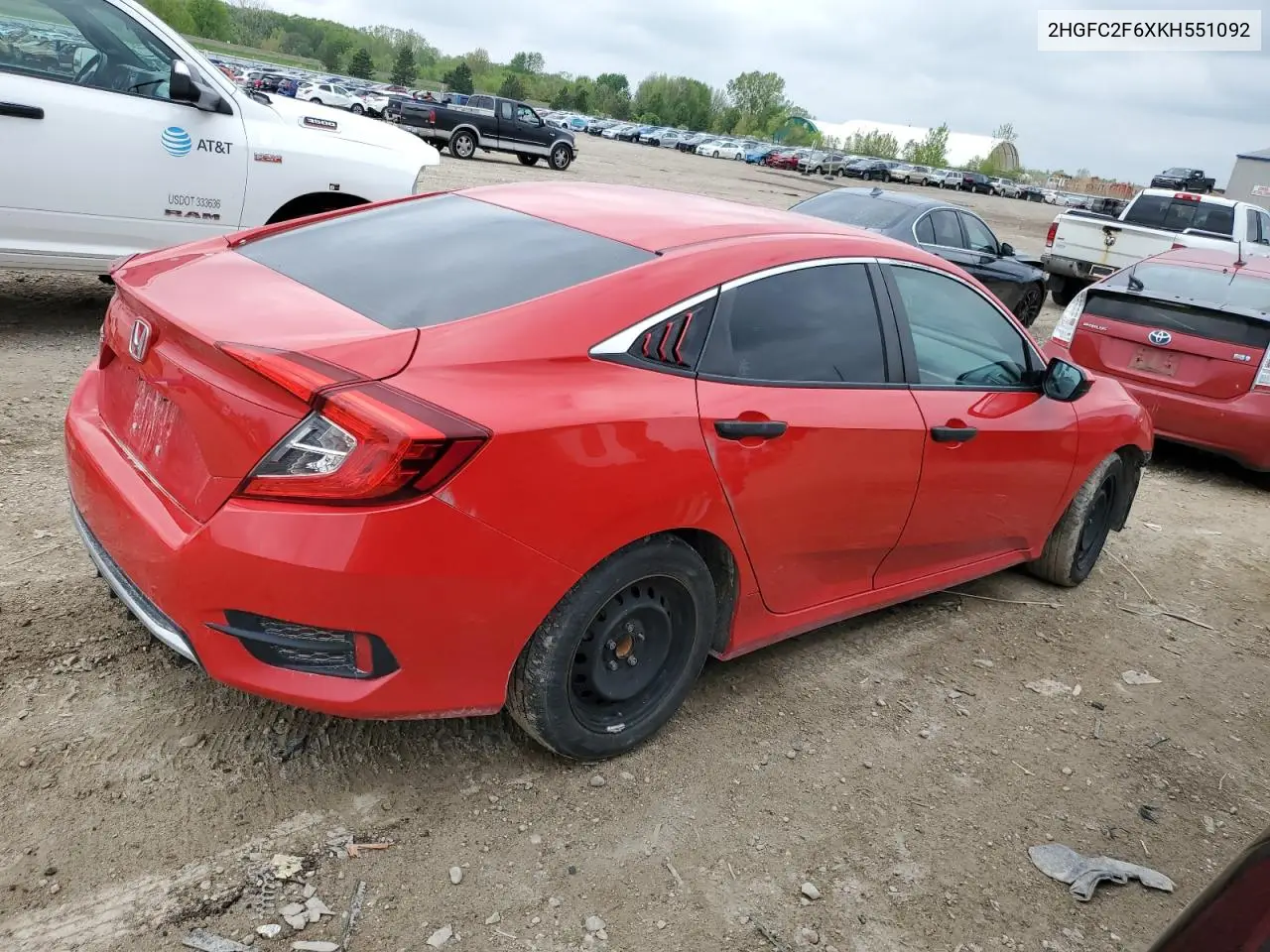 2019 Honda Civic Lx VIN: 2HGFC2F6XKH551092 Lot: 56823565