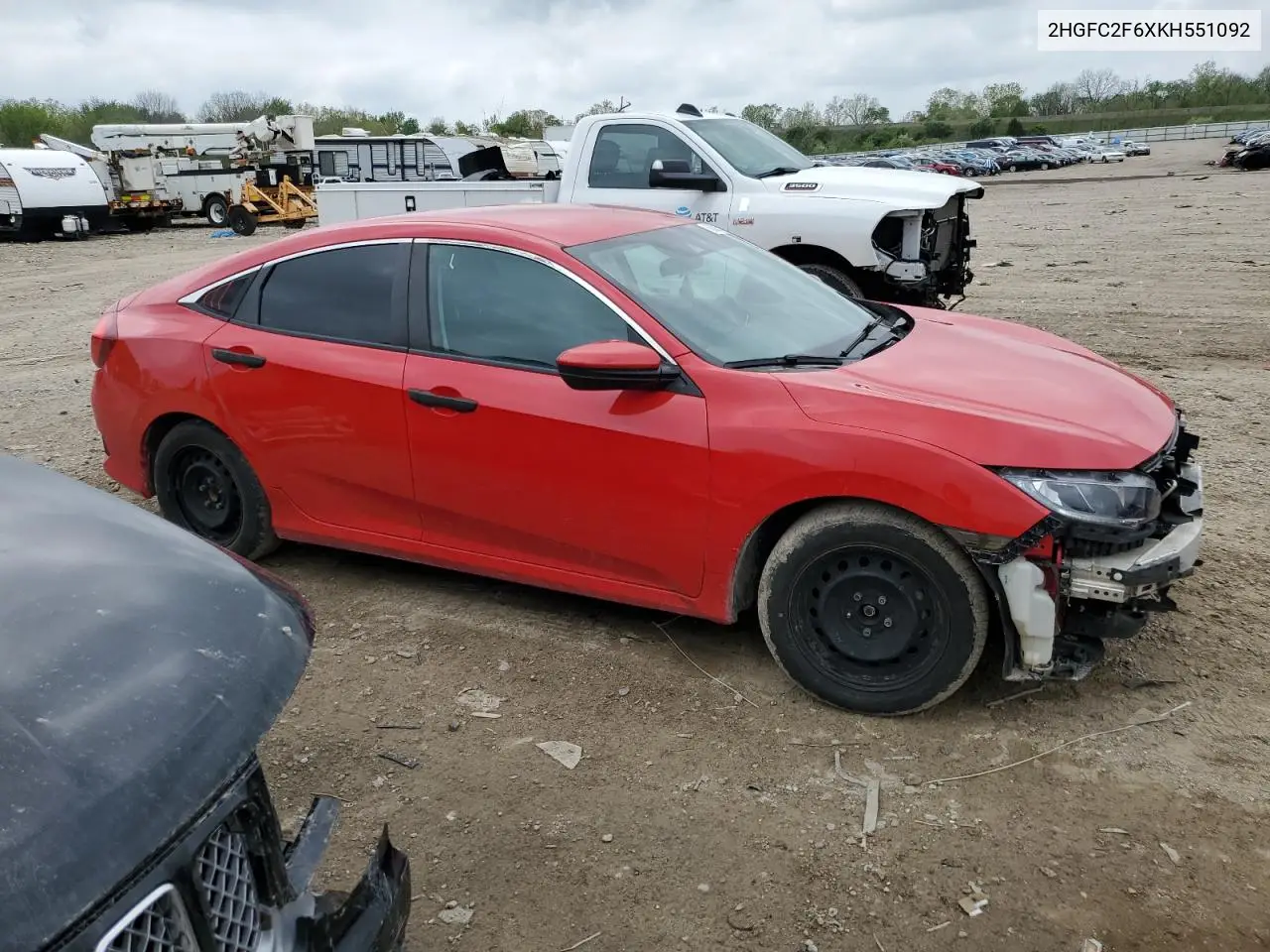 2019 Honda Civic Lx VIN: 2HGFC2F6XKH551092 Lot: 56823565